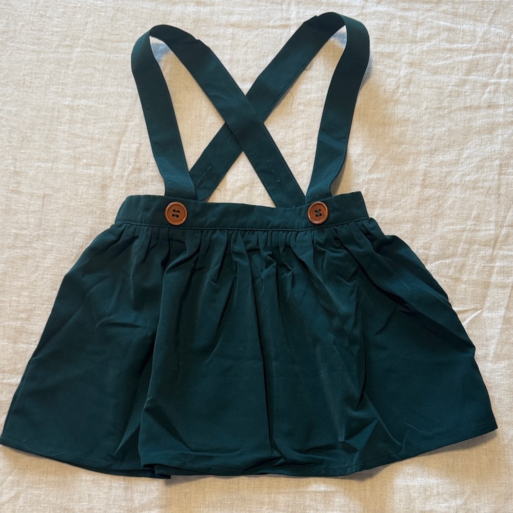 Girls Dark Green Suspender Skirt